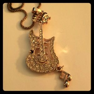 Betsey Johnson Guitar Music Note Necklace